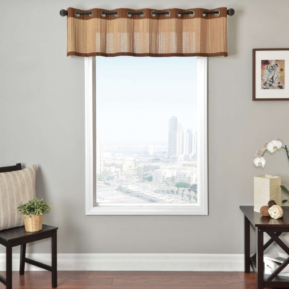 NEW Softline Evidence of Evolution Bamboo Oak Grommet Valance 68"w x 15 1/8 L - Picture 1 of 13